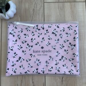 New Kate Spade ♠️ Large Zip Canvas Pouch Pink Makeup Bag